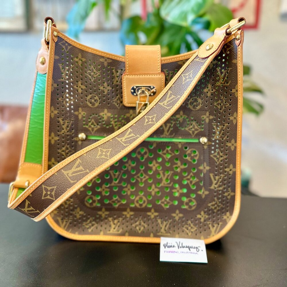 Louis Vuitton Green Perforated Musette Shoulder Bag